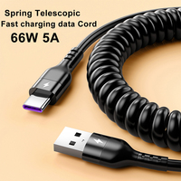 Câble à ressort de charge rapide pour Samsung, Xiaomi, Huawei, Honor, câble de chargeur de voiture, ressort télescopique 66W SnapFast, USB Type C Directions 1